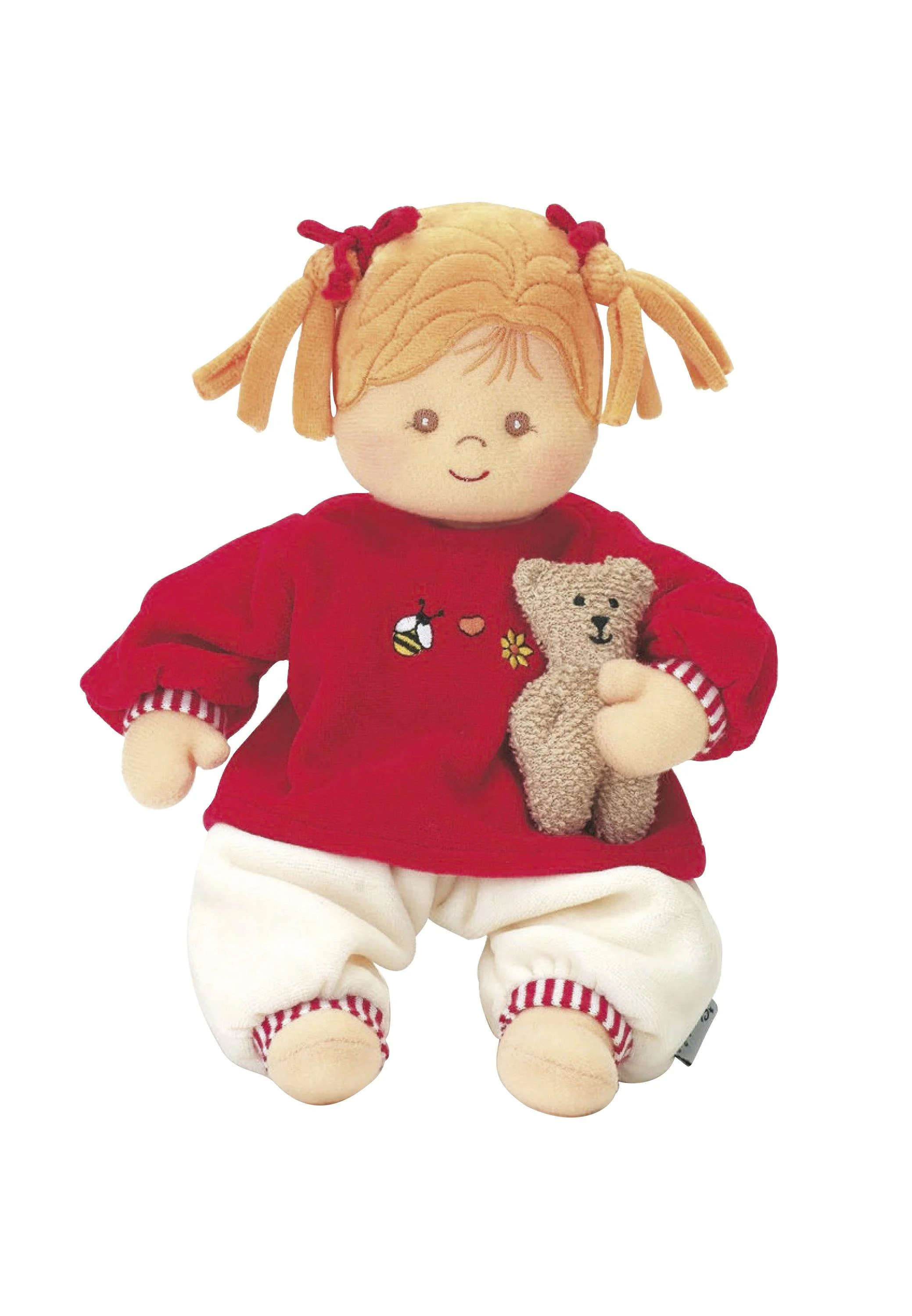 Spielpuppe Mädchen Magdalena in Rot, 28 cm