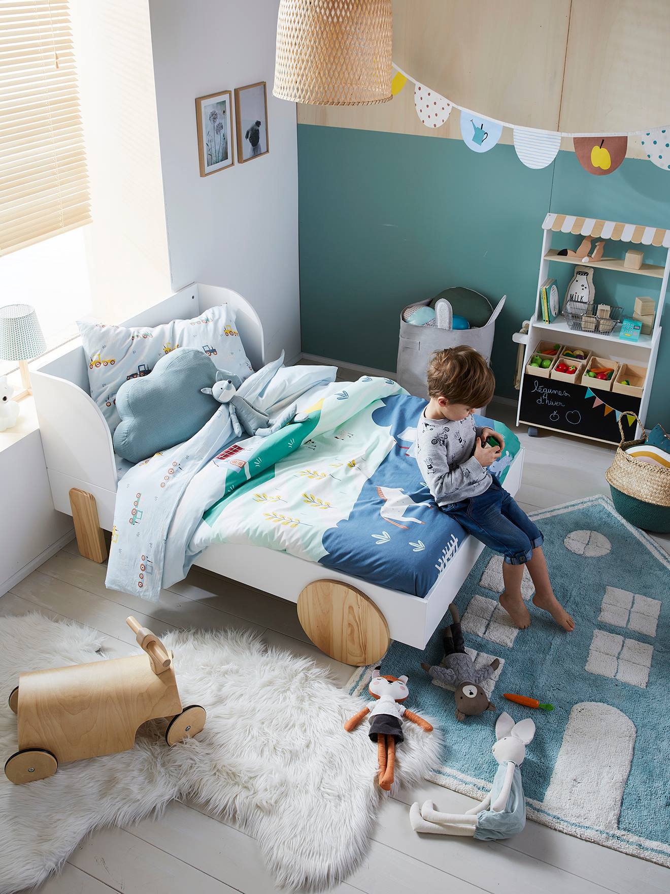 Vertbaudet Mitwachsendes Kinderbett ROLLIE - weiß/natur