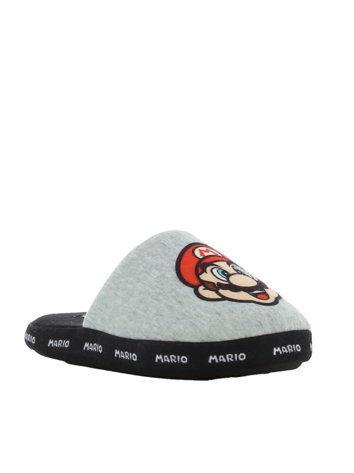 Super Mario Hausschuhe mit Super Mario und Luigi Motiv, in Grau, Schlupfschuh günstig kaufen