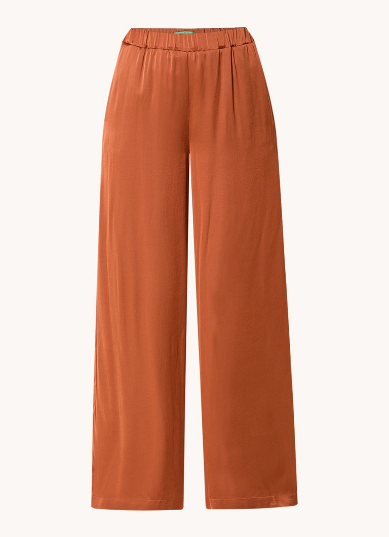 Pantaloni largi din satin cu talie înaltă Benetton