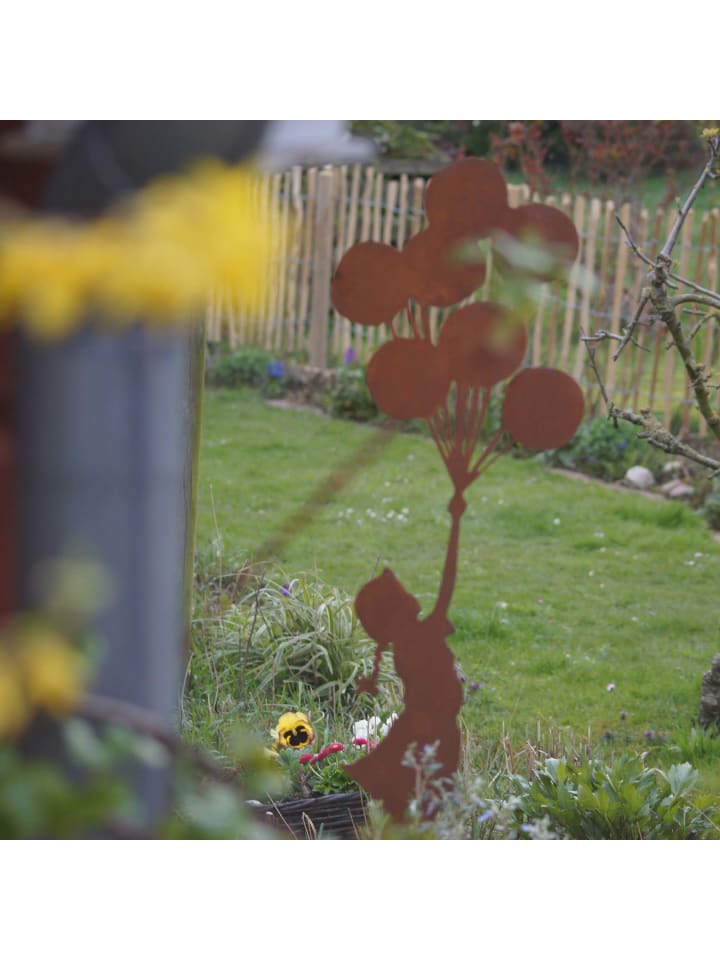 UNUS Gartenstecker Rost Mädchen mit Ballons in Braun günstig kaufen onesize