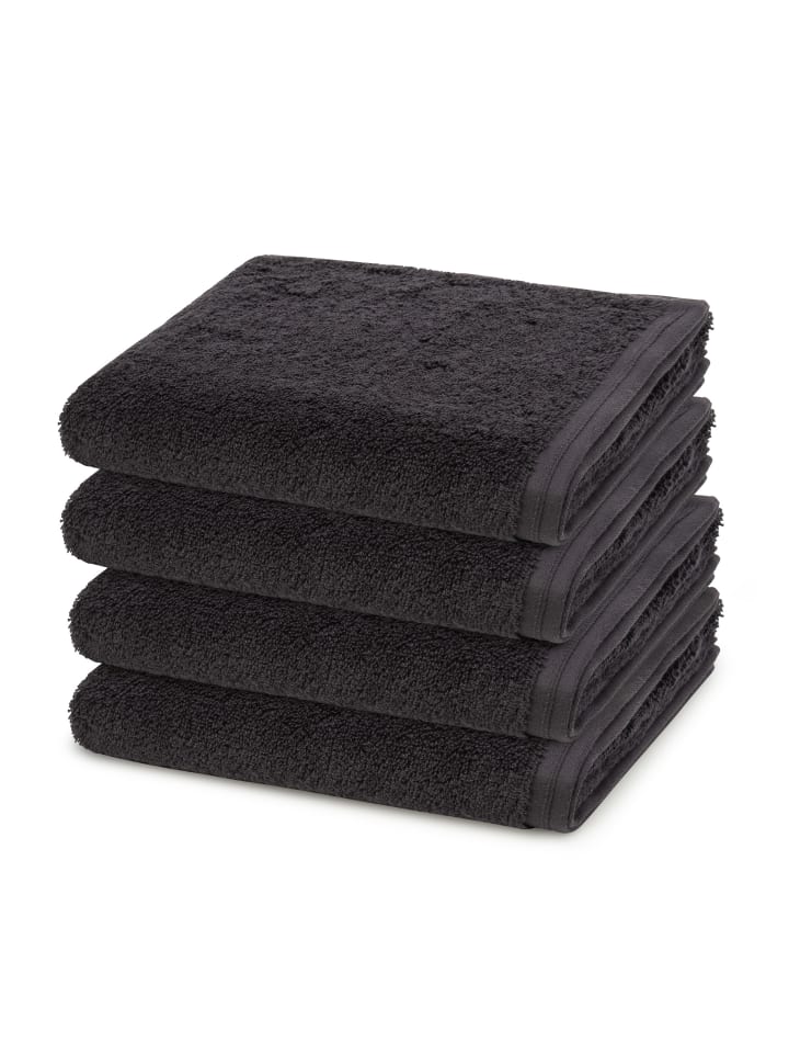 Vossen 4 X Handtuch im Set Vegan Life in Anthrazit günstig kaufen 50 x 100 cm