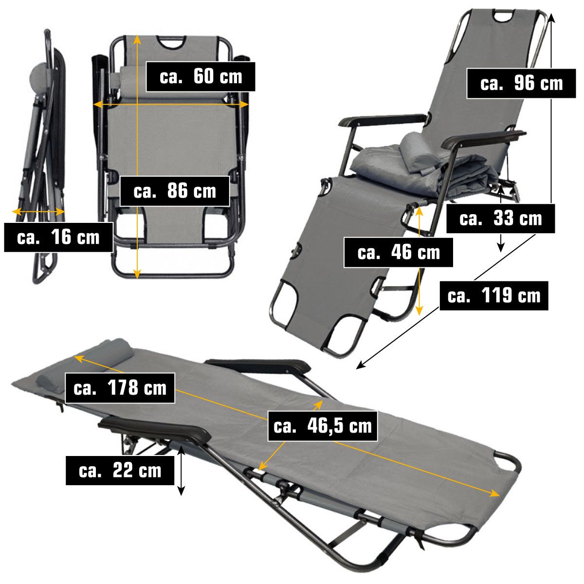 AMANKA 180 x 60 verstellbarer Relaxstuhl