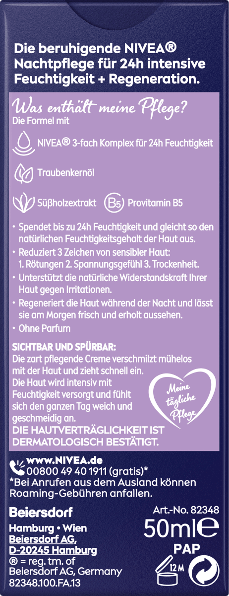 Nachtcreme Essentials sensible Haut, 50 ml