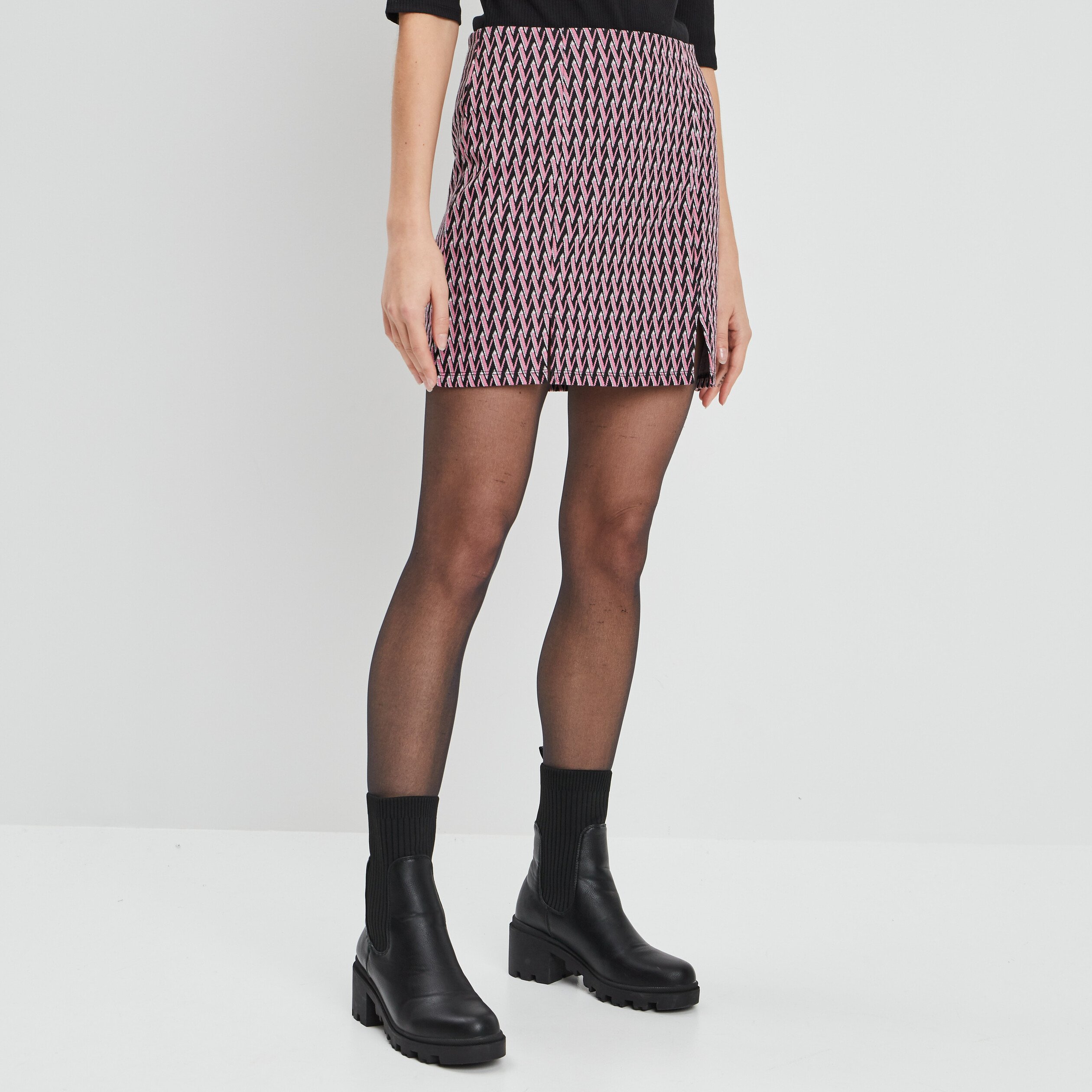 Jupe droite fendue rose femme | La Halle