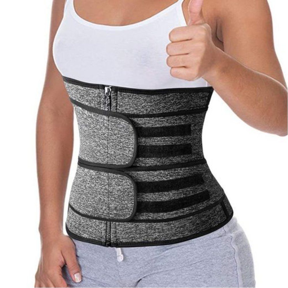 Blusmart Gürtelriemen Schweiß Taille Trainer Körper Form Former Modellierung Gürtel (Bauch Abnehmen Fitness Korsett Shapewear, In klassischem Design, Vollnarbenleder) Schwitzeffekt Sanduhr mit Klettverschluss