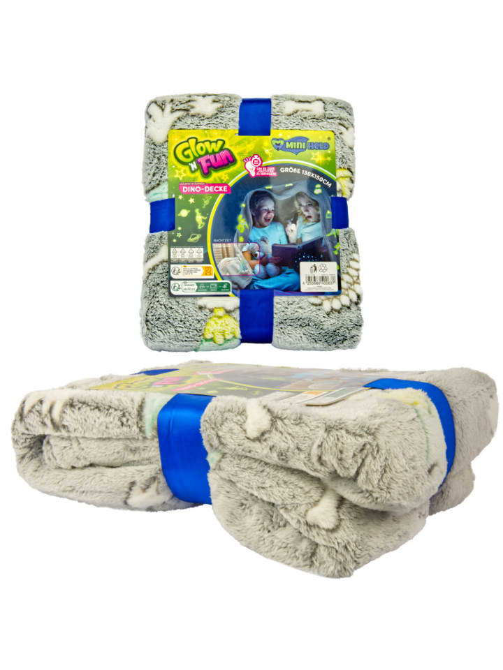 miniHeld Kinderdecke Kuscheldecke Dinosaurier leuchten im Dunkeln 130x150cm 0 Monate günstig kaufen onesize