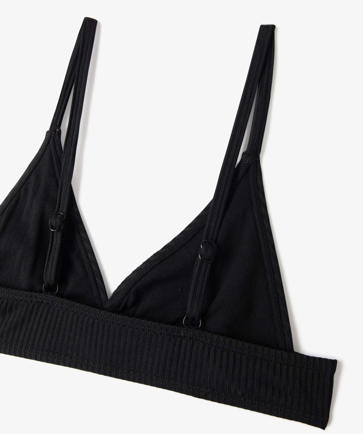 Maillot de bain fille 2 pièces à rayures ton sur ton noir | GEMO