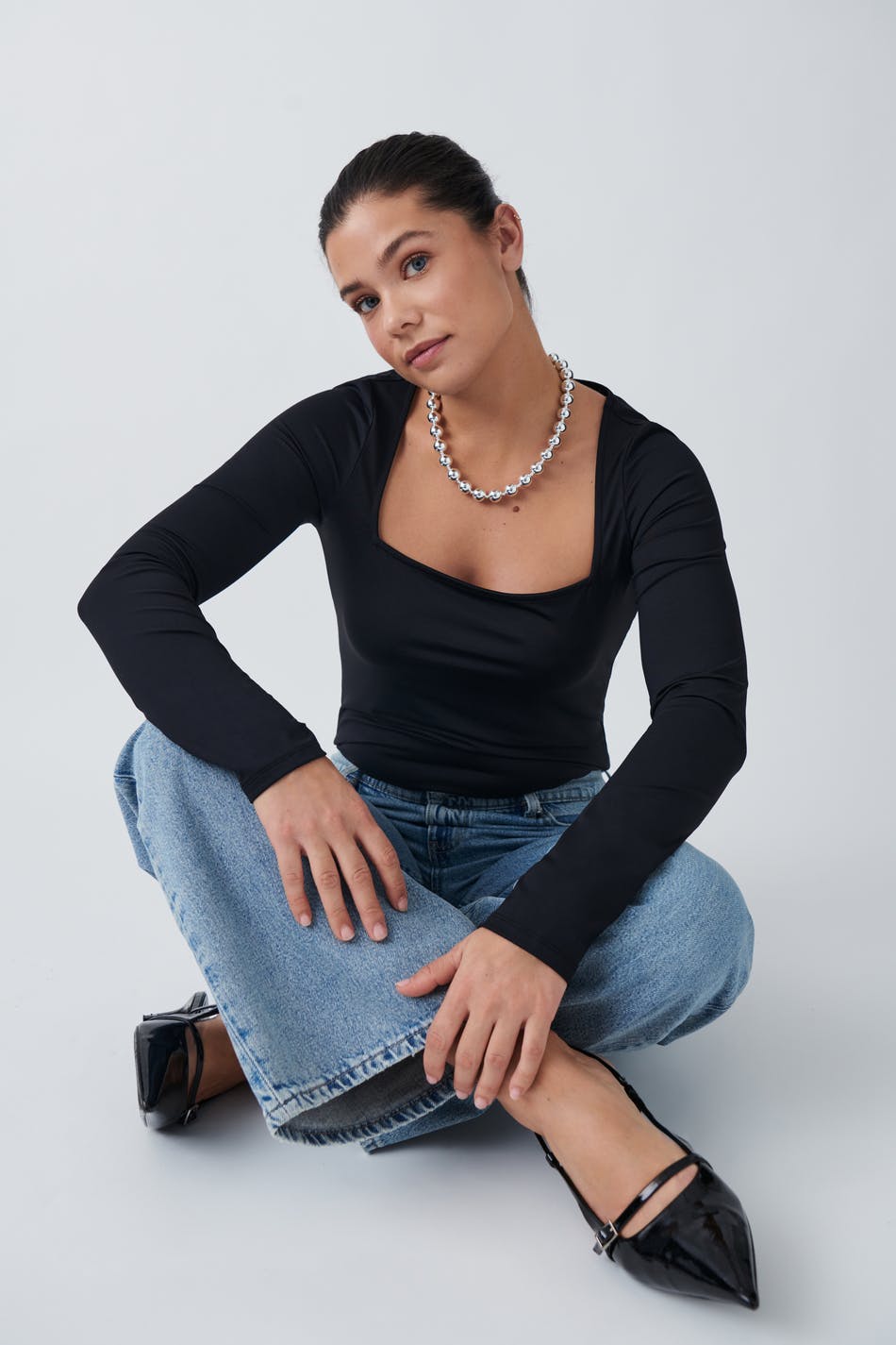 Micro square neck top