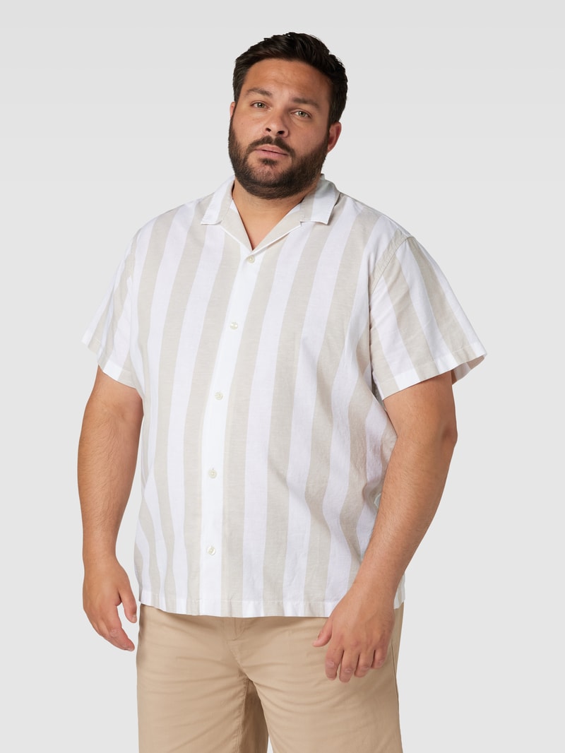 PLUS SIZE Freizeithemd mit Streifenmuster Modell 'SUMMER' in beige