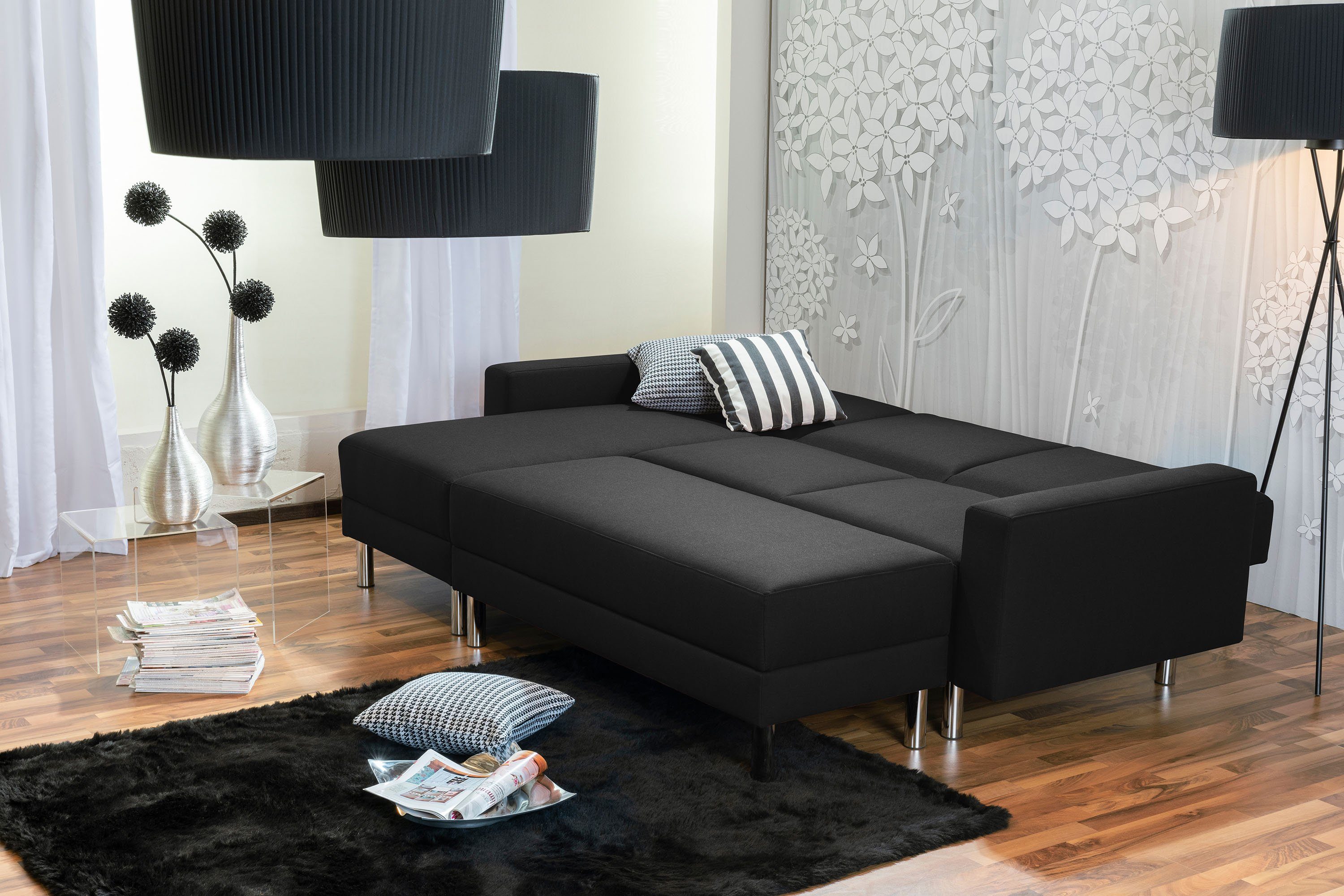 Max Winzer® Loungesofa Just Fashion Funktionssofa Flachgewebe schwarz, 1 Stück, Made in Germany