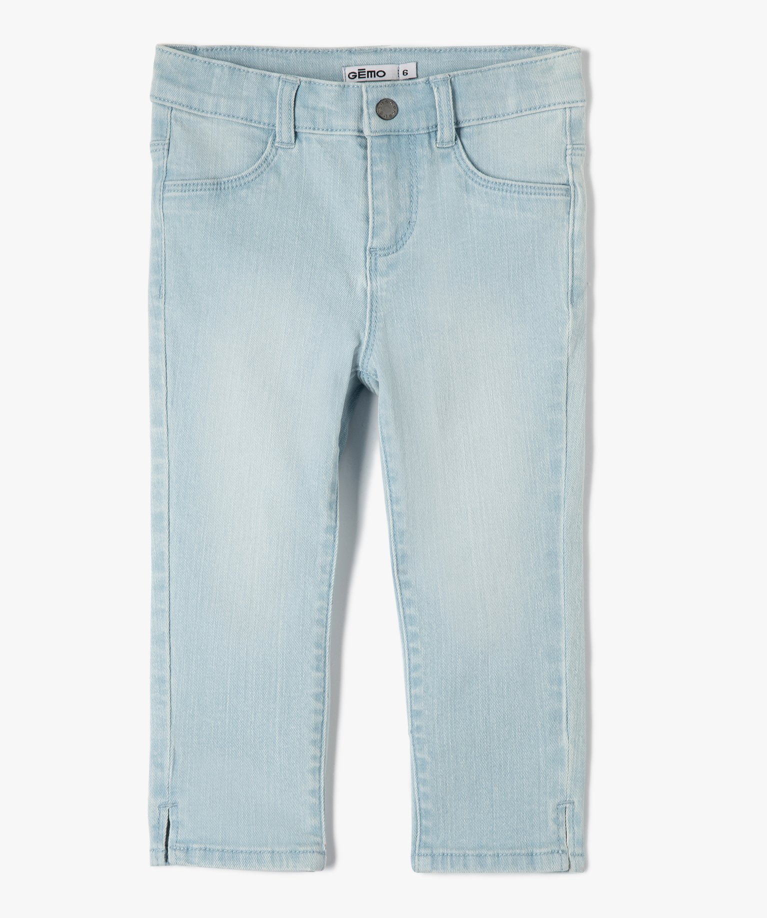 Pantacourt fille en jean coupe Slim bleach | GEMO