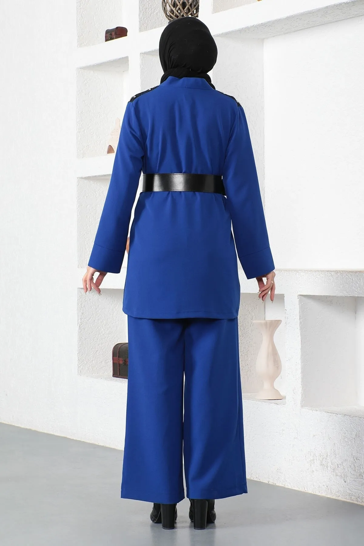 Modamihram  Overall-Set mit Spitzendetail Indigo 19003