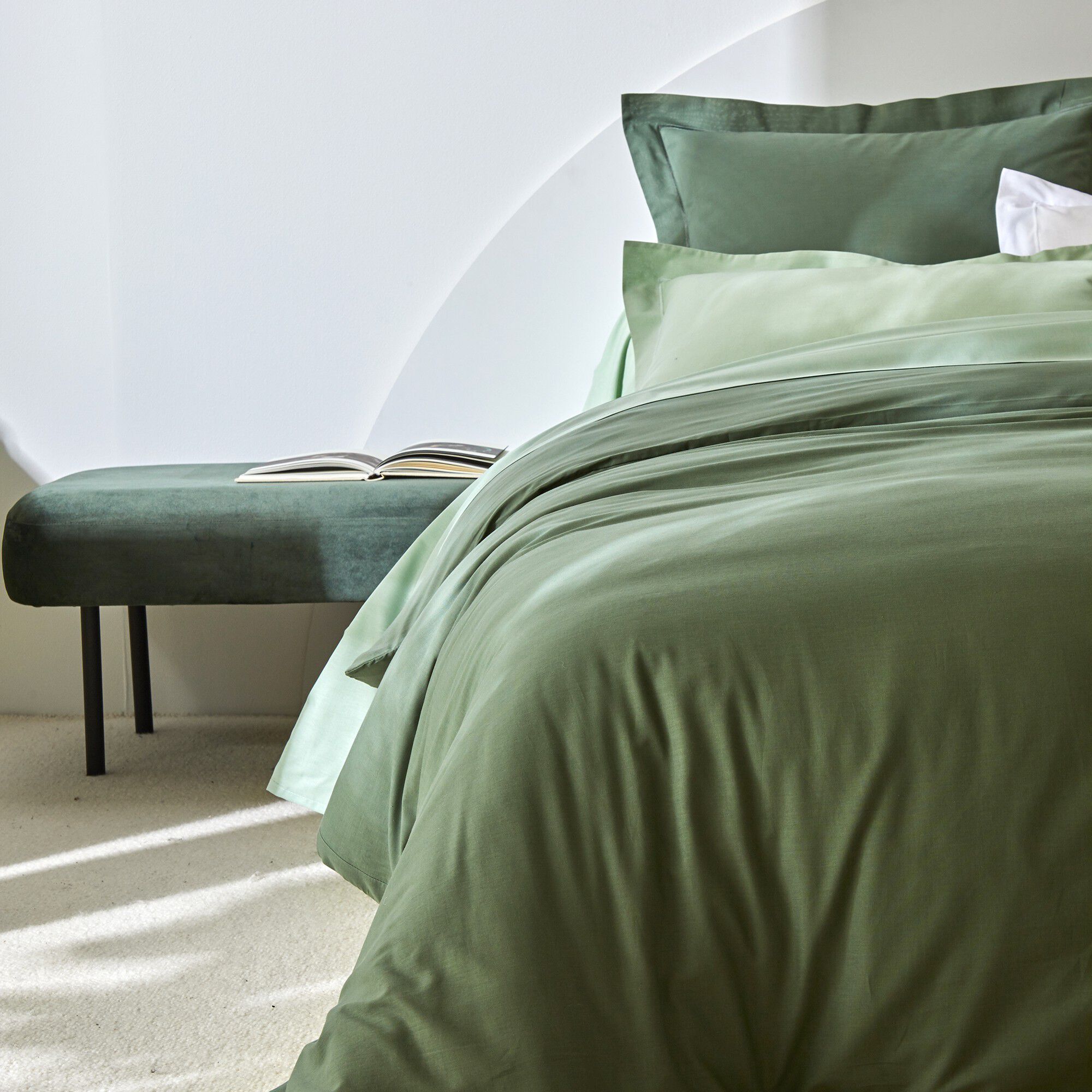 Linge de lit uni polyester-coton Colombine