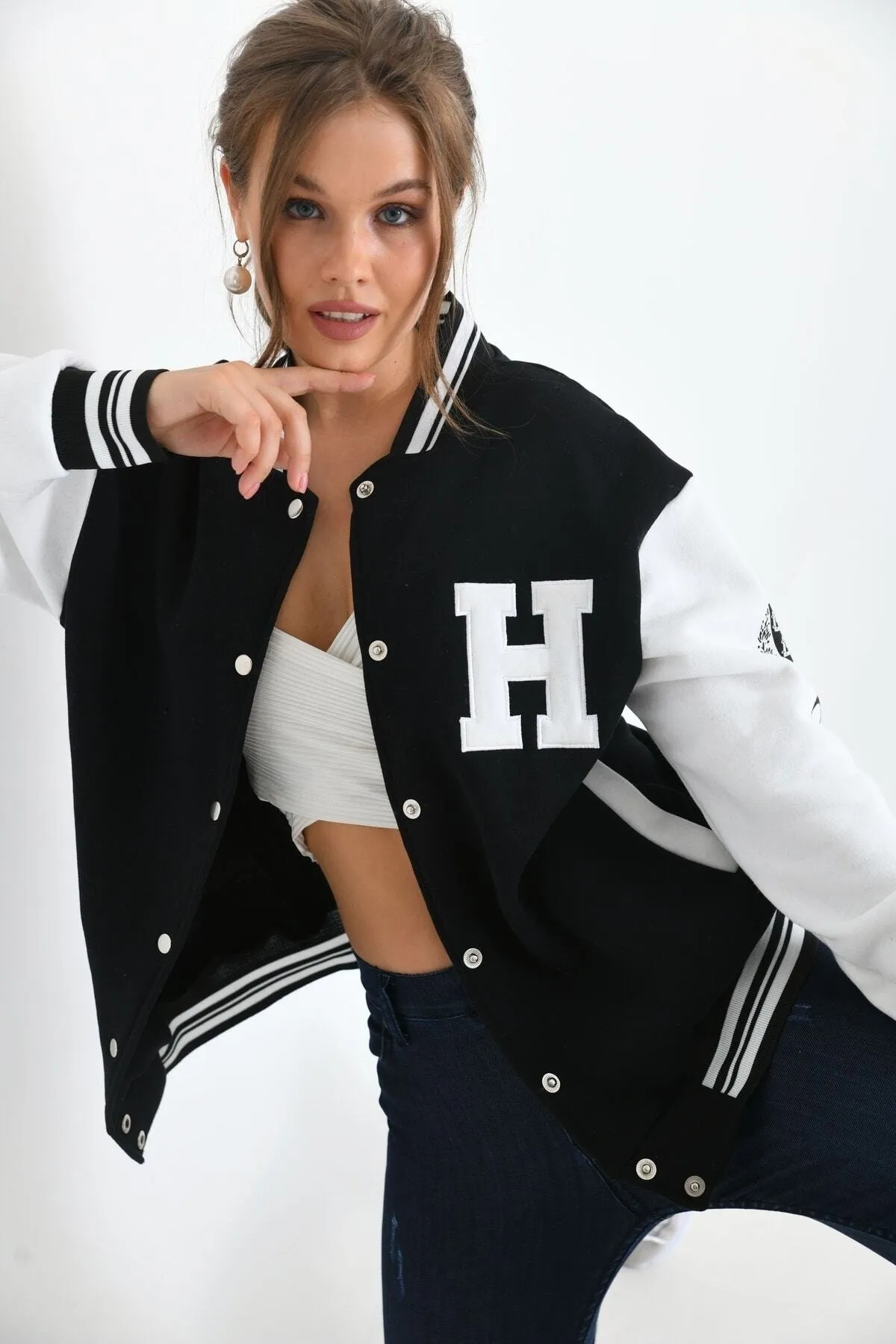 VOLT CLOTHİNG  Bestickte Collegejacke für Unisex