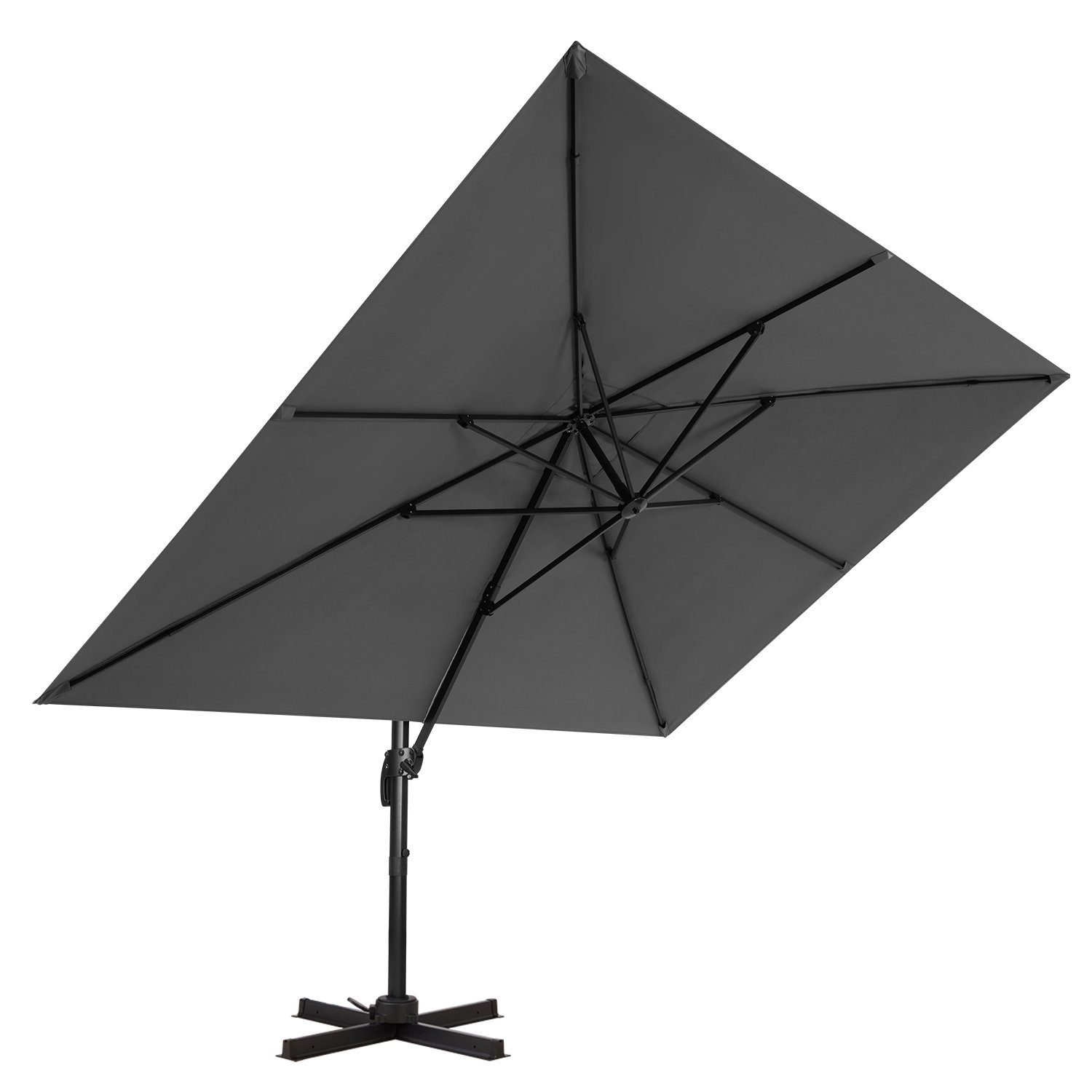 EROMMY Sonnenschirm Rechteckiger Terrassenschirm für Garten und Balkon, LxB: 374,00x285,00 cm, 360° drehbar, 5-fach verstellbar, ohne Schirmständer