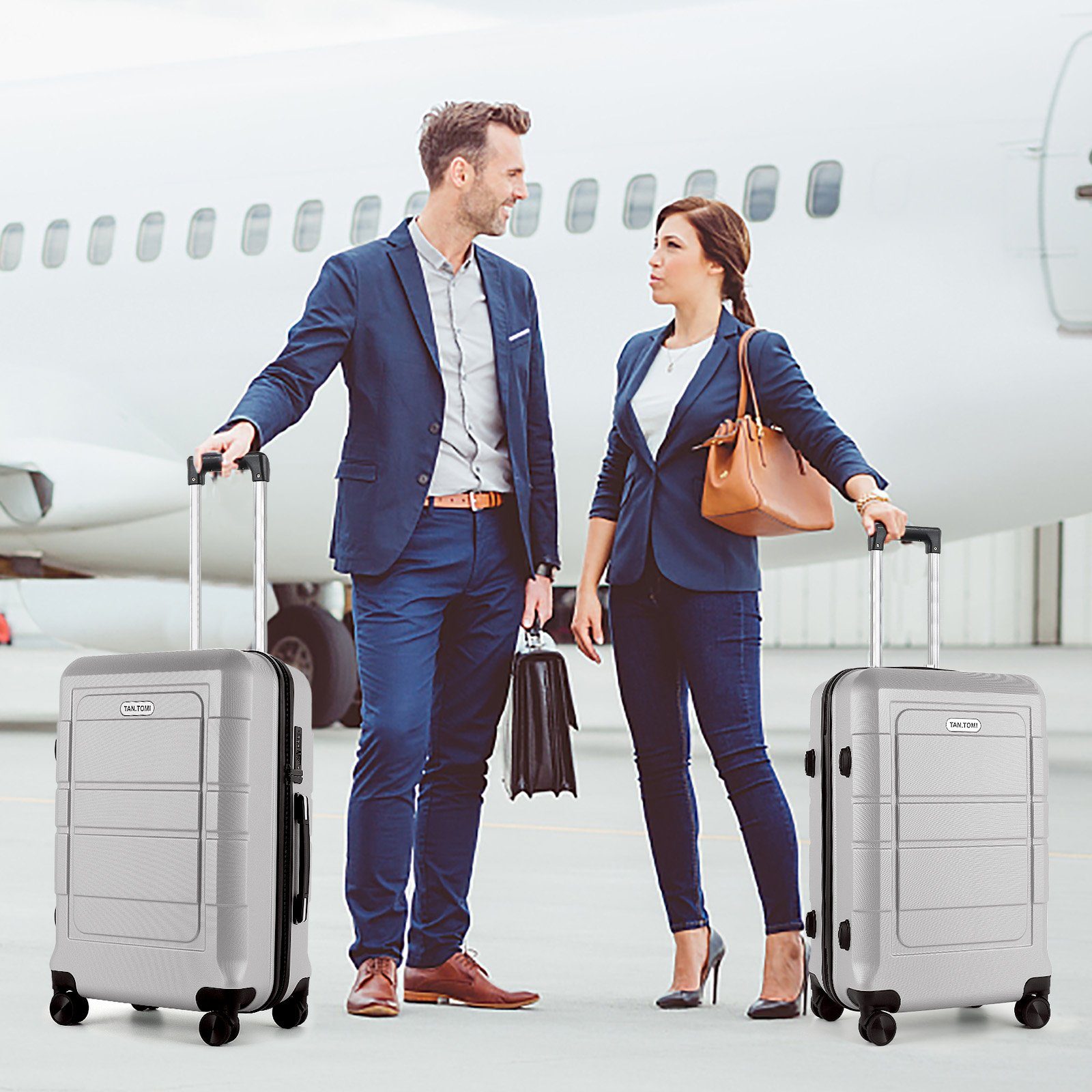 TAN.TOMI Trolleyset 3-Tlg Hartschalenkofferset Hard Shell Hartschalenkoffer Trolley Koffer, 4 Rollen, (3 tlg), Reisekoffer Reisekofferset Gepäck mit 4 Rollen und TSA Schloss(M-L-XL)