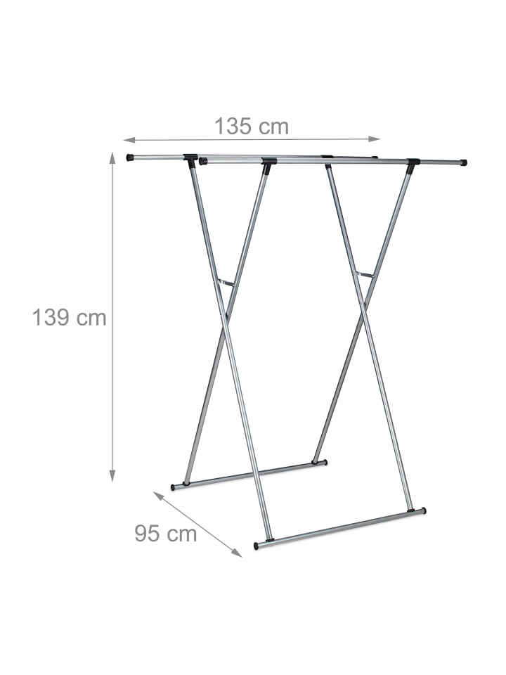 relaxdays Kleiderständer in Silber - (B)135 x (H)139 x (T)95 cm günstig kaufen onesize