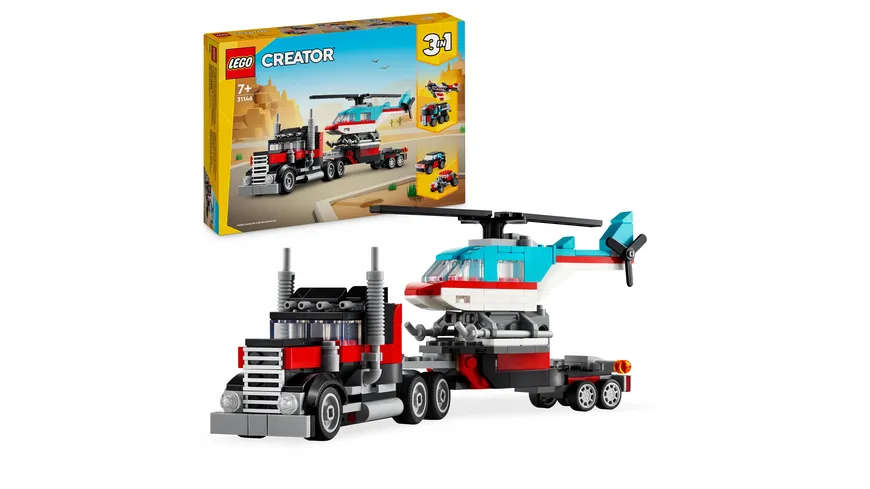 LEGO Creator 3in1 31146 Tieflader mit Hubschrauber