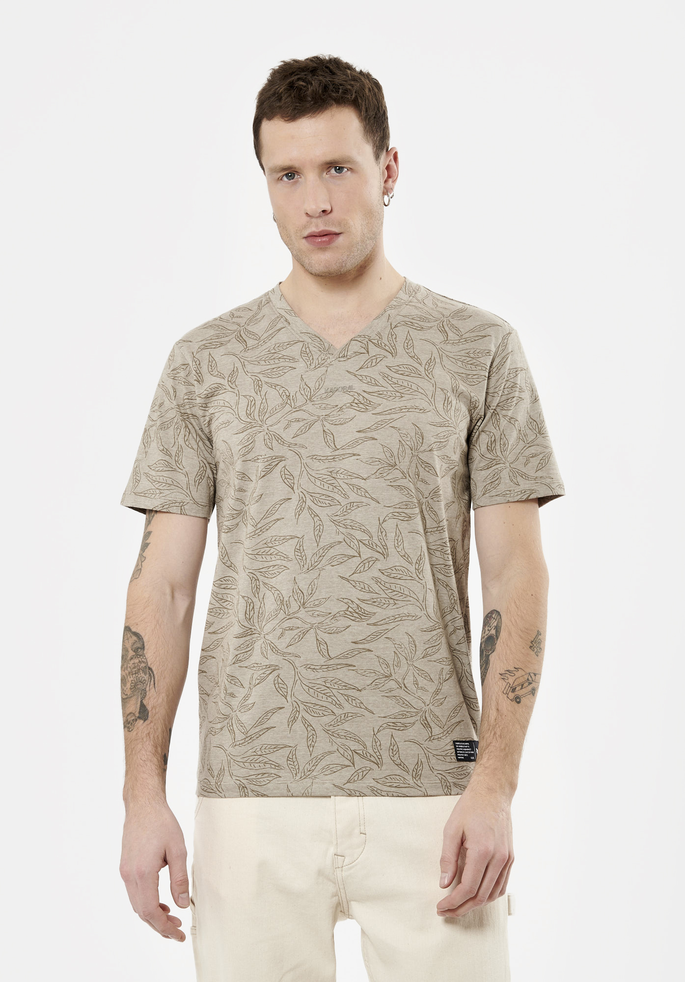 SHILO  T-shirt beige Homme en 100% coton