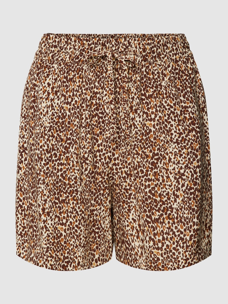 Shorts aus reiner Viskose mit Allover-Muster Modell 'Joella' in schwarz
