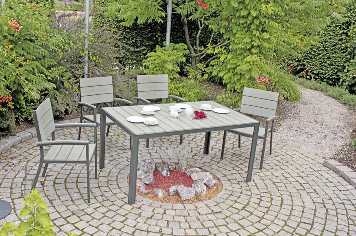 Garden Pleasure Harms Gruppe OLIVIA 5tlg. / 1x Tisch / 4x Stapelstuhl
