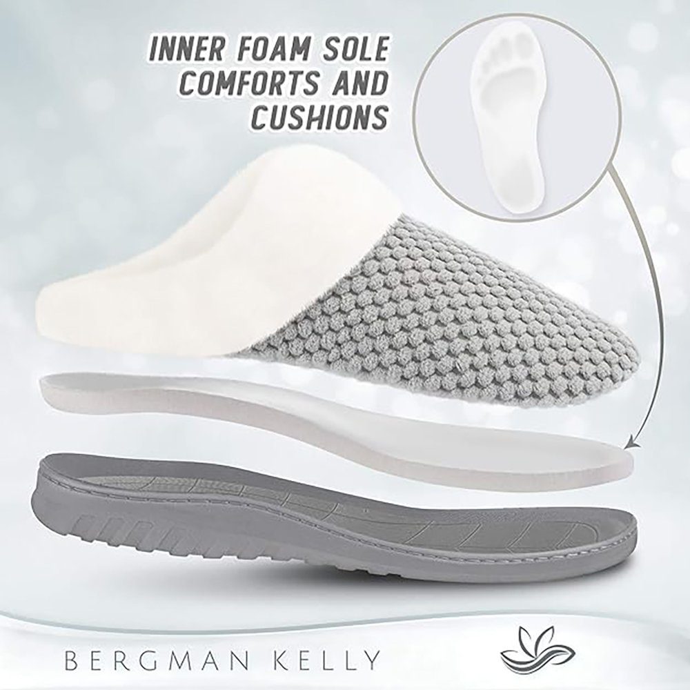 Deliana.home Hochelastischer Schwamm, hausschuhe damen Plüsch Hausschuhe Warme Winterpantoffeln, rutschfeste Hausschuhe aus Memory Foam Plüsch