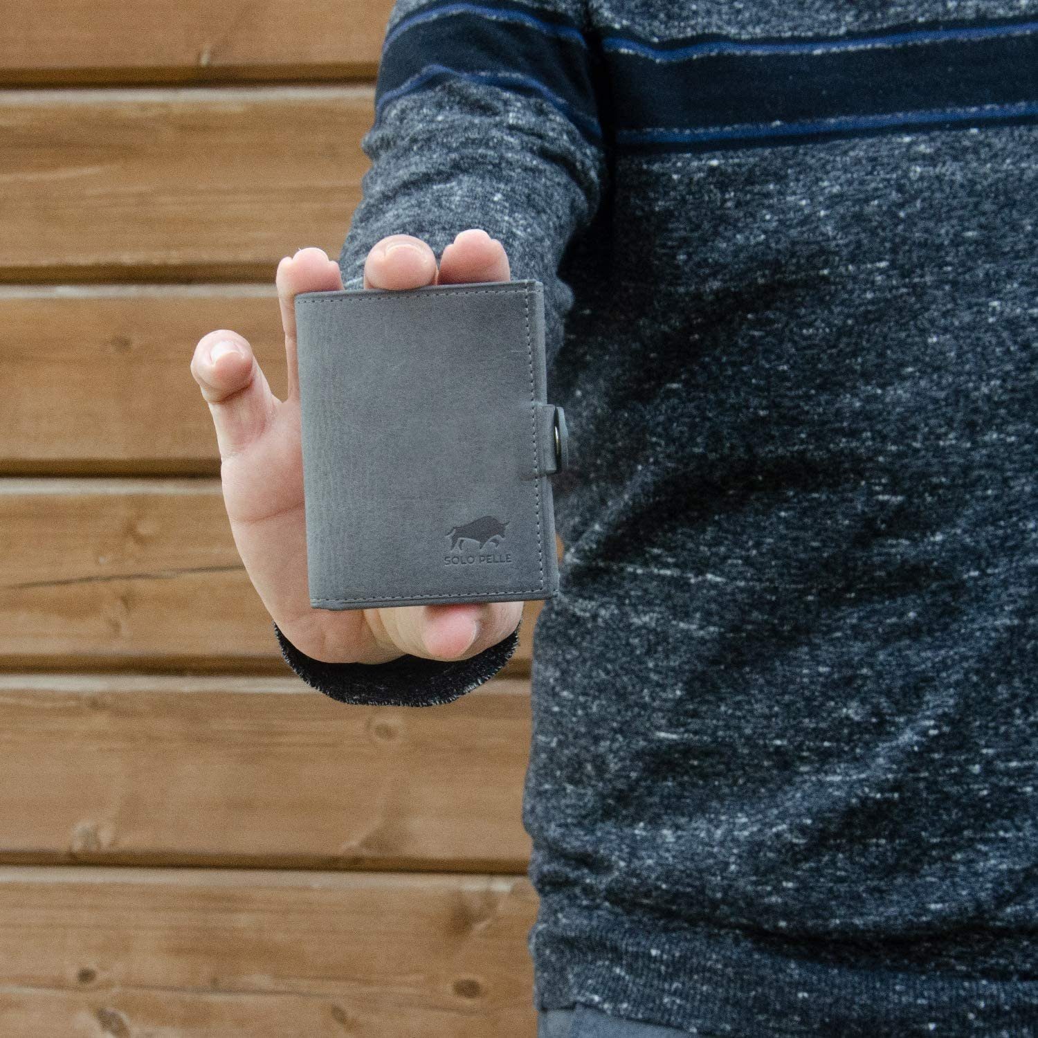Solo Pelle Mini Geldbörse Slim Wallet mit Münzfach [12 Karten] Slimwallet Riva [RFID-Schutz], echt Leder, Made in Europe in elegantem Design mit RFID Schutz