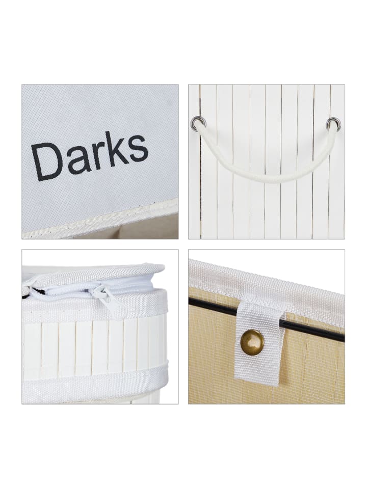 relaxdays Wäschesortierer in Weiß - (B)55 x (H)63 x (T)35 cm günstig kaufen onesize