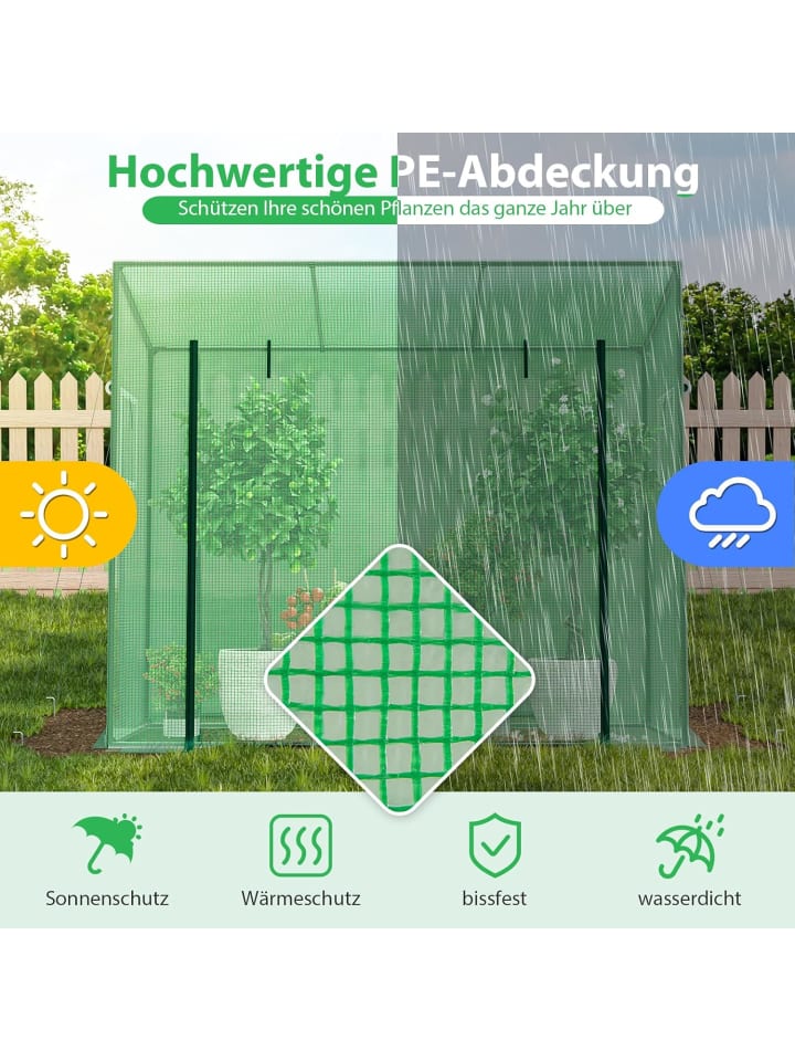 COSTWAY Gewächshaus 200x77x169cm in Grün günstig kaufen onesize