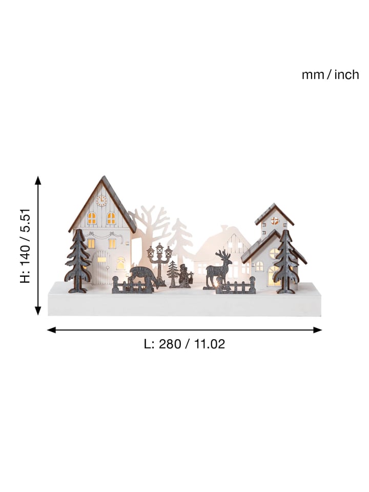 STAR Trading LED Winterdorf Fauna, 3D, Holz, braun-weiß in Weiß günstig kaufen onesize