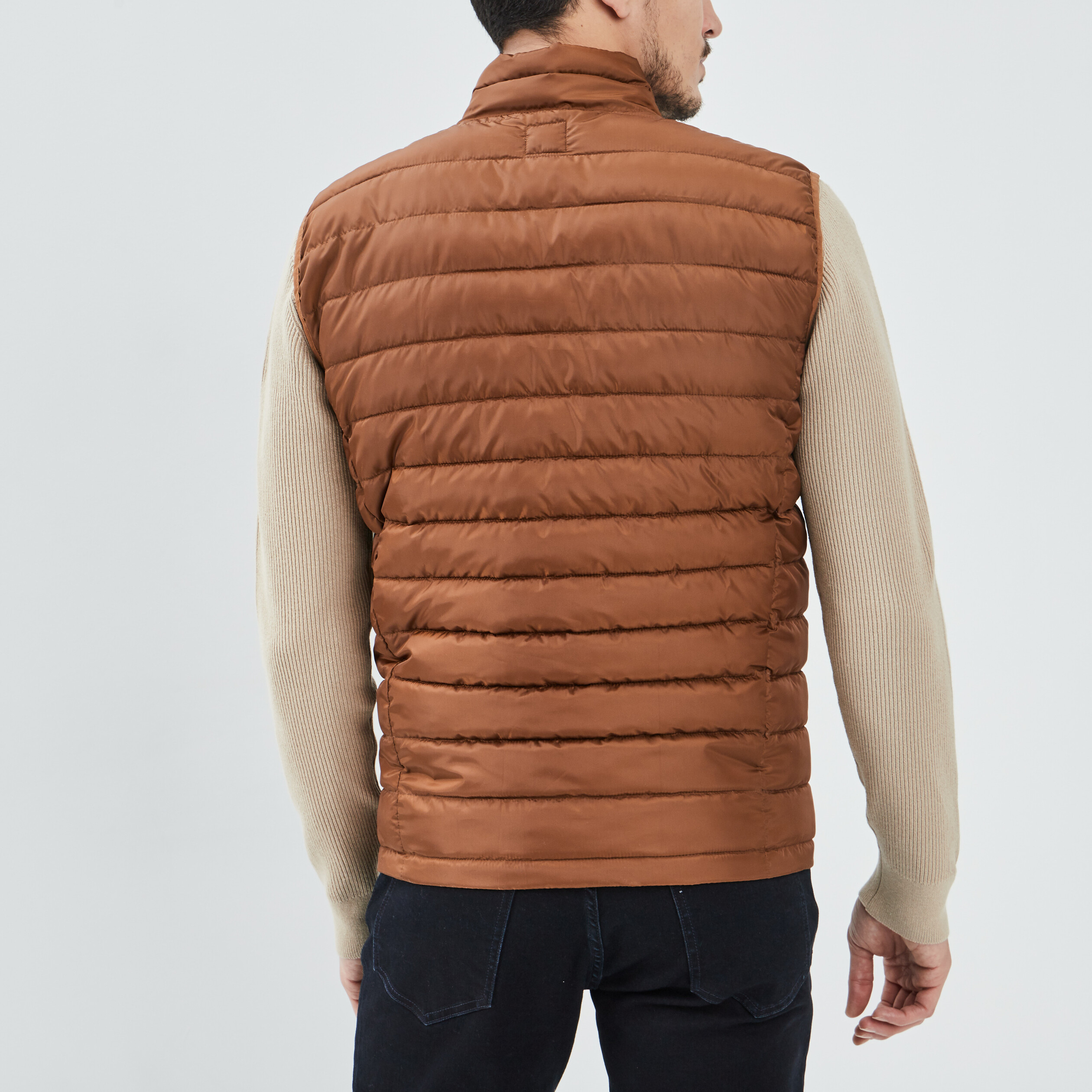 Doudoune droite sans manches camel homme | La Halle