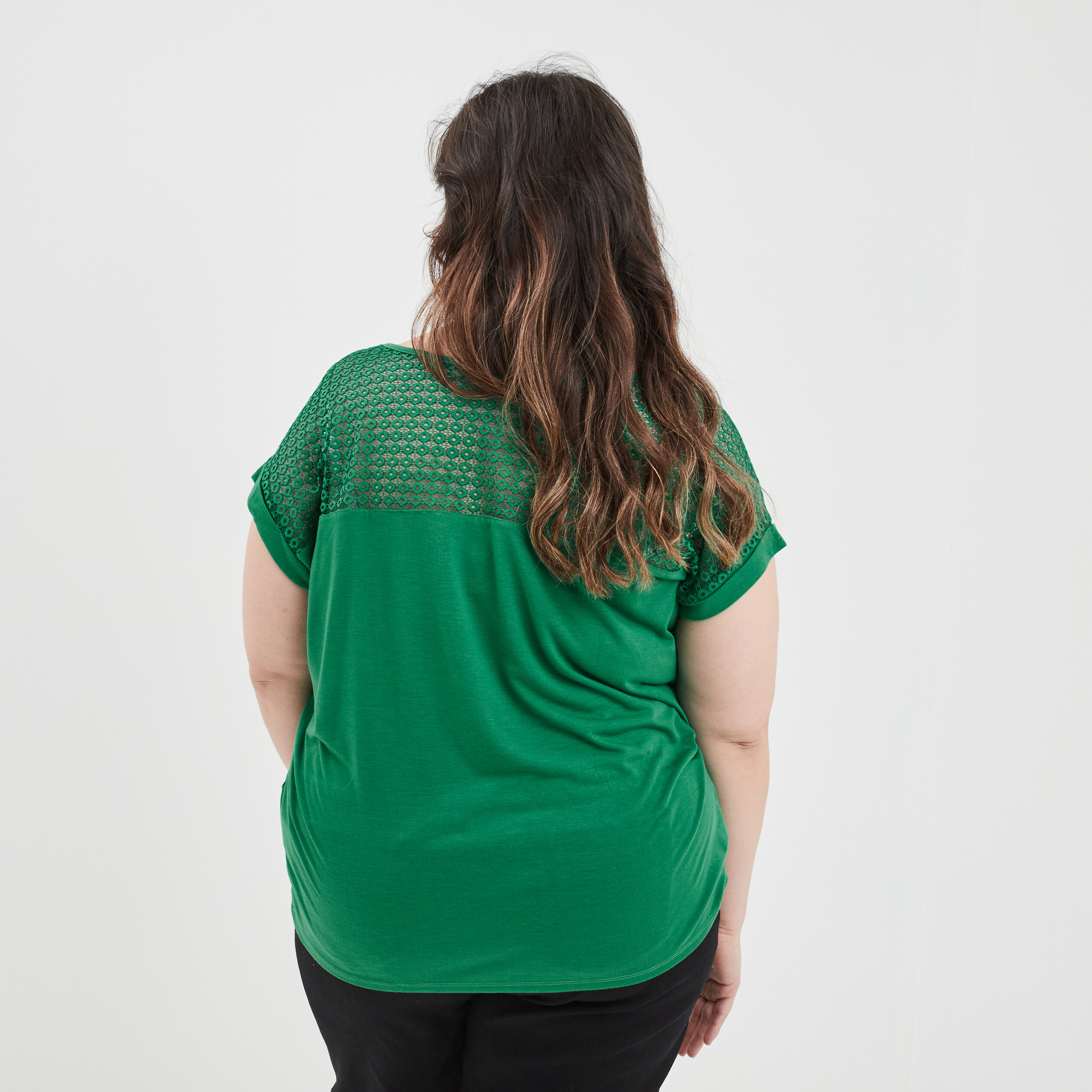 T-shirt manches courtes vert émeraude femme grande taille | La Halle