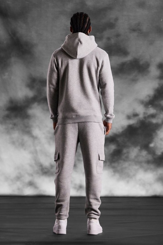Man Slim-Fit Cargo-Trainingsanzug mit Kapuze