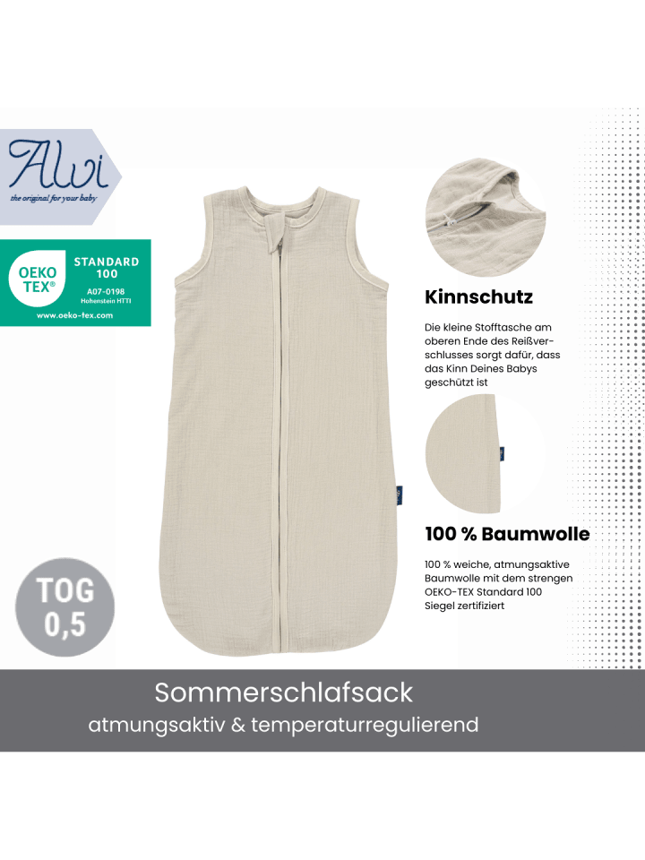 Kinderhaus Blaubär Alvi Mull-Schlafsack TOP in Natur günstig kaufen 90