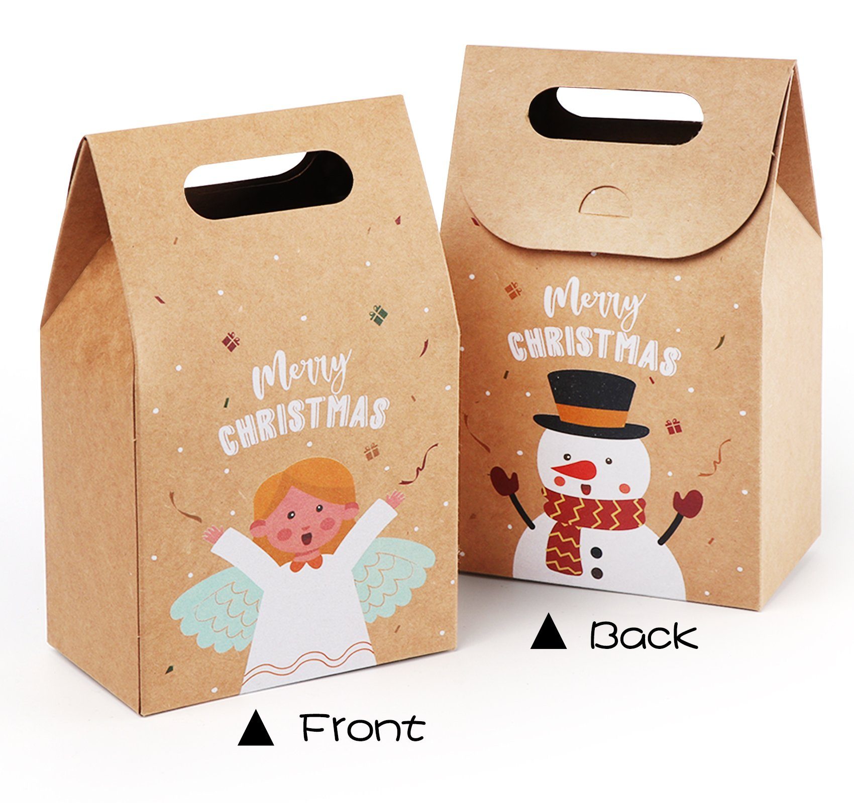 Homewit Christbaumschmuck Papiertüten Weihnachten Geschenktüten mit Kraftpapier Geschenktaschen (24-tlg), mit verschiedenen Weihnachtsmotiven Geschenke Mitgebsel