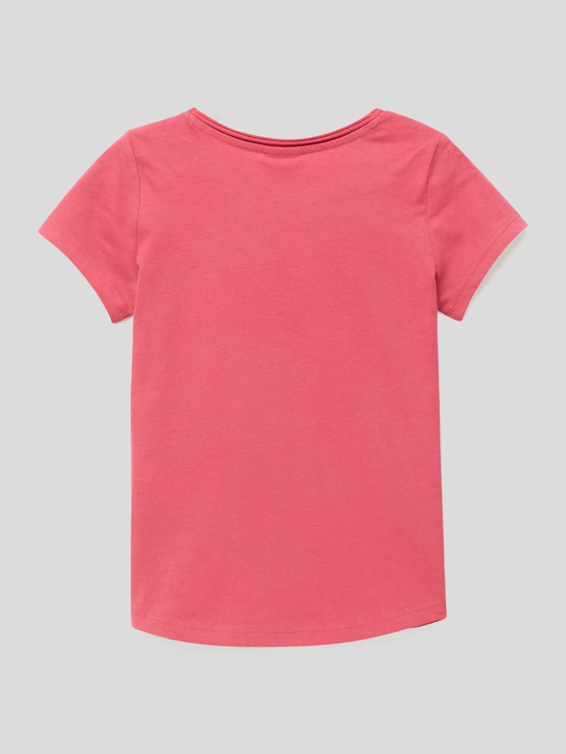 T-Shirt mit Applikation aus Pailletten in fuchsia