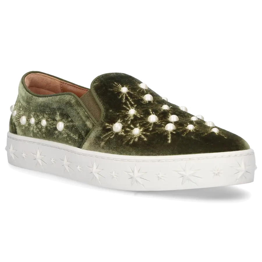 Aquazzura - Slip Ons COSMIC PEARLS Samt - grün
