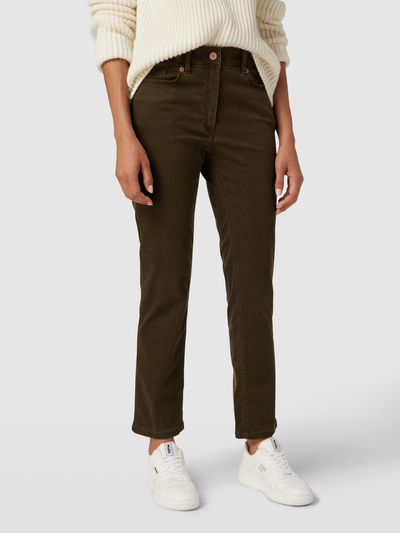 Comfort Fit Jeans im 5-Pocket-Design Modell 'GRETA' in olivgrün
