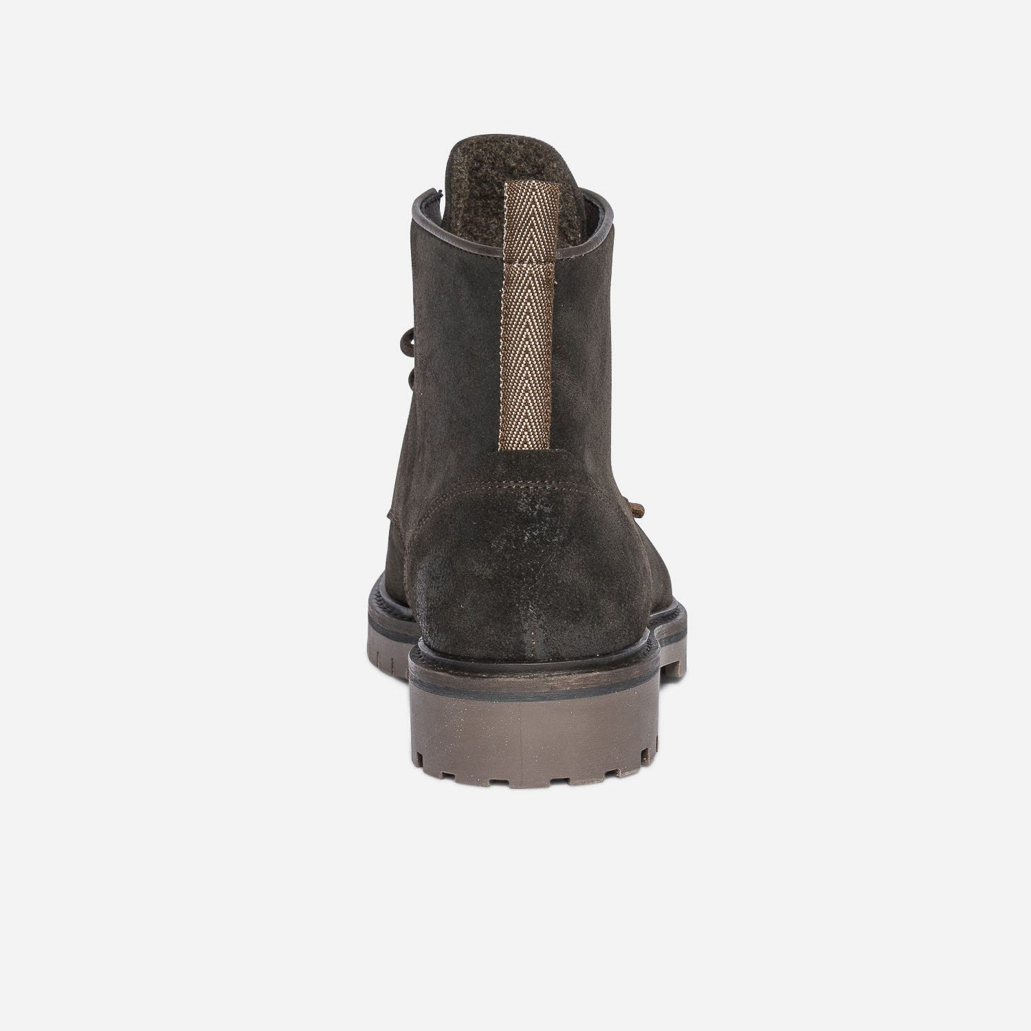 Boots à lacet marron foncé en cuir velours