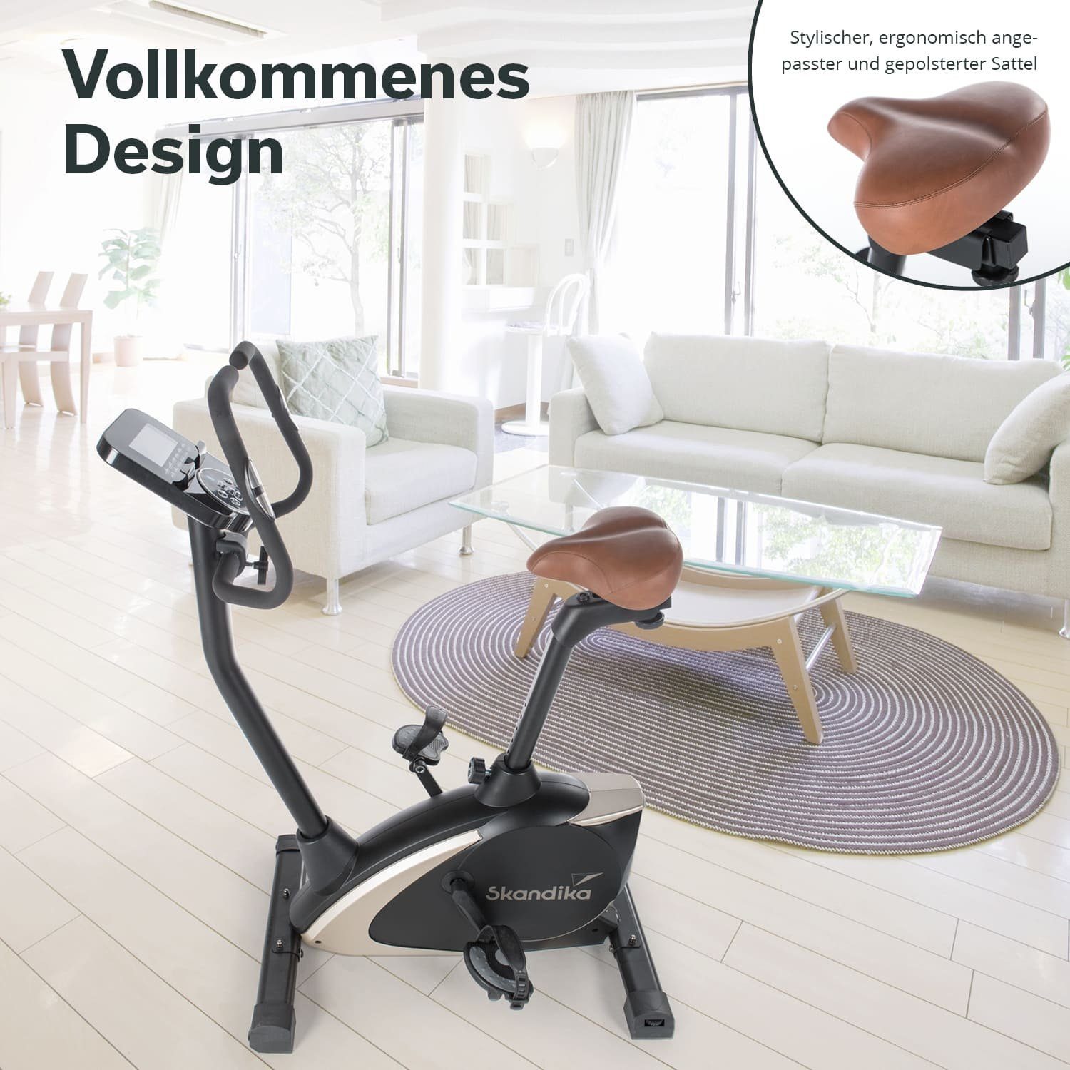 Skandika Ergometer Hometrainer Vinneren (schwarz/gold), Design Hometrainer, Fitness Fahrrad