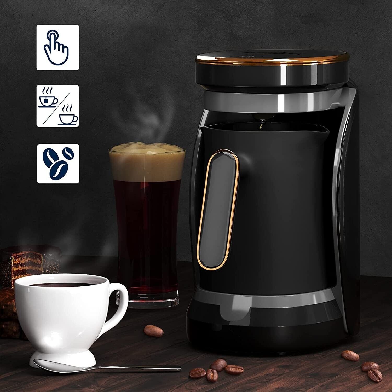 HOMELUX Espressomaschine 400ML Türkischer Kaffeekocher, 500W Mokka Maschine Edelstahl