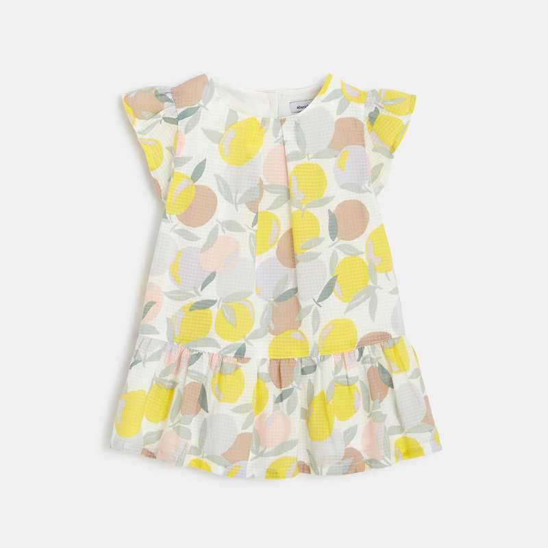Robe sans manches bébé fille en coton jaune Absorba