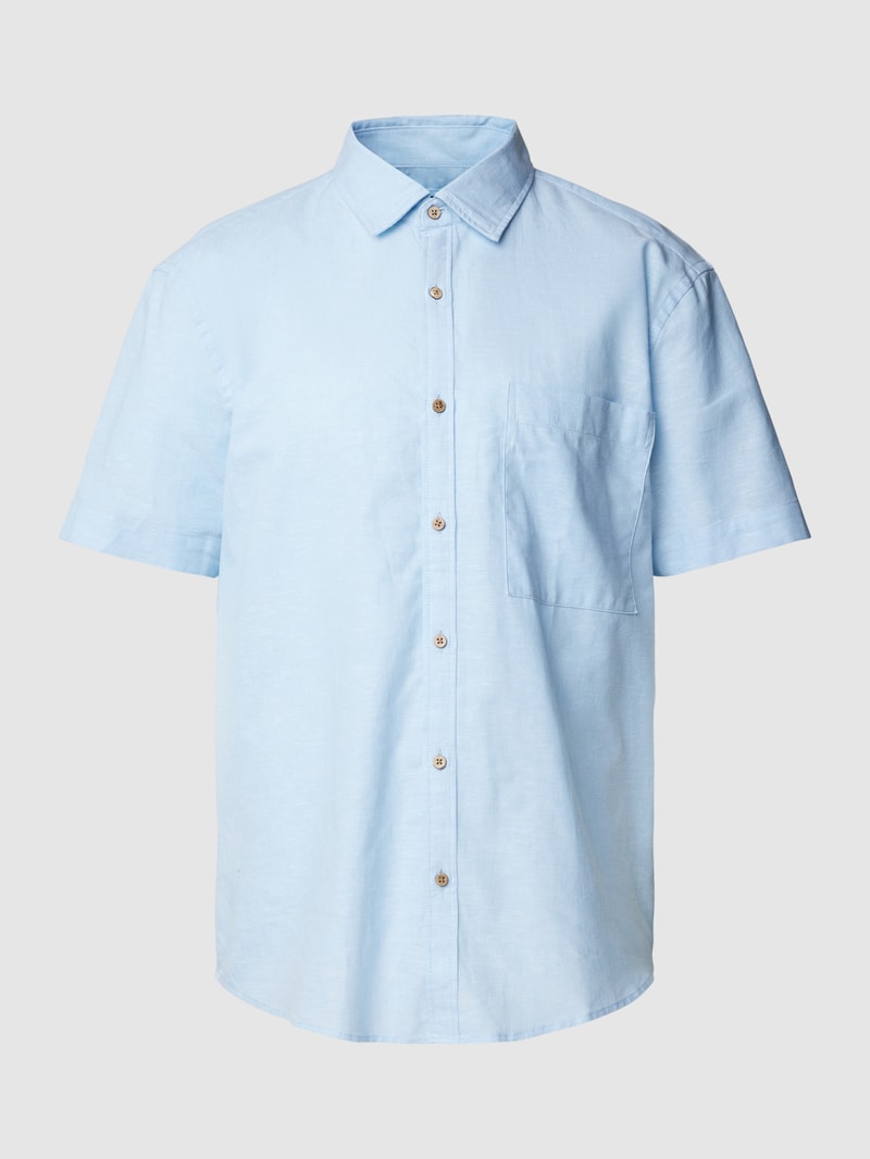 Freizeithemd aus Baumwolle mit Brusttasche in bleu