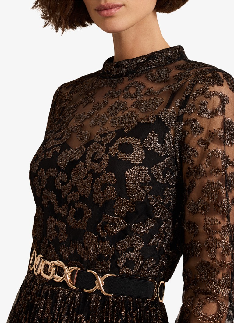 Φόρεμα μίντι με πτυχώσεις Theodora Jacquard Phase Eight