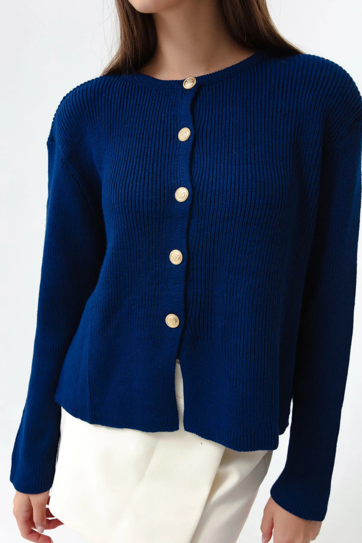 Lafaba  Saks Gold Buttoned Wattierter Cardigan für Damen