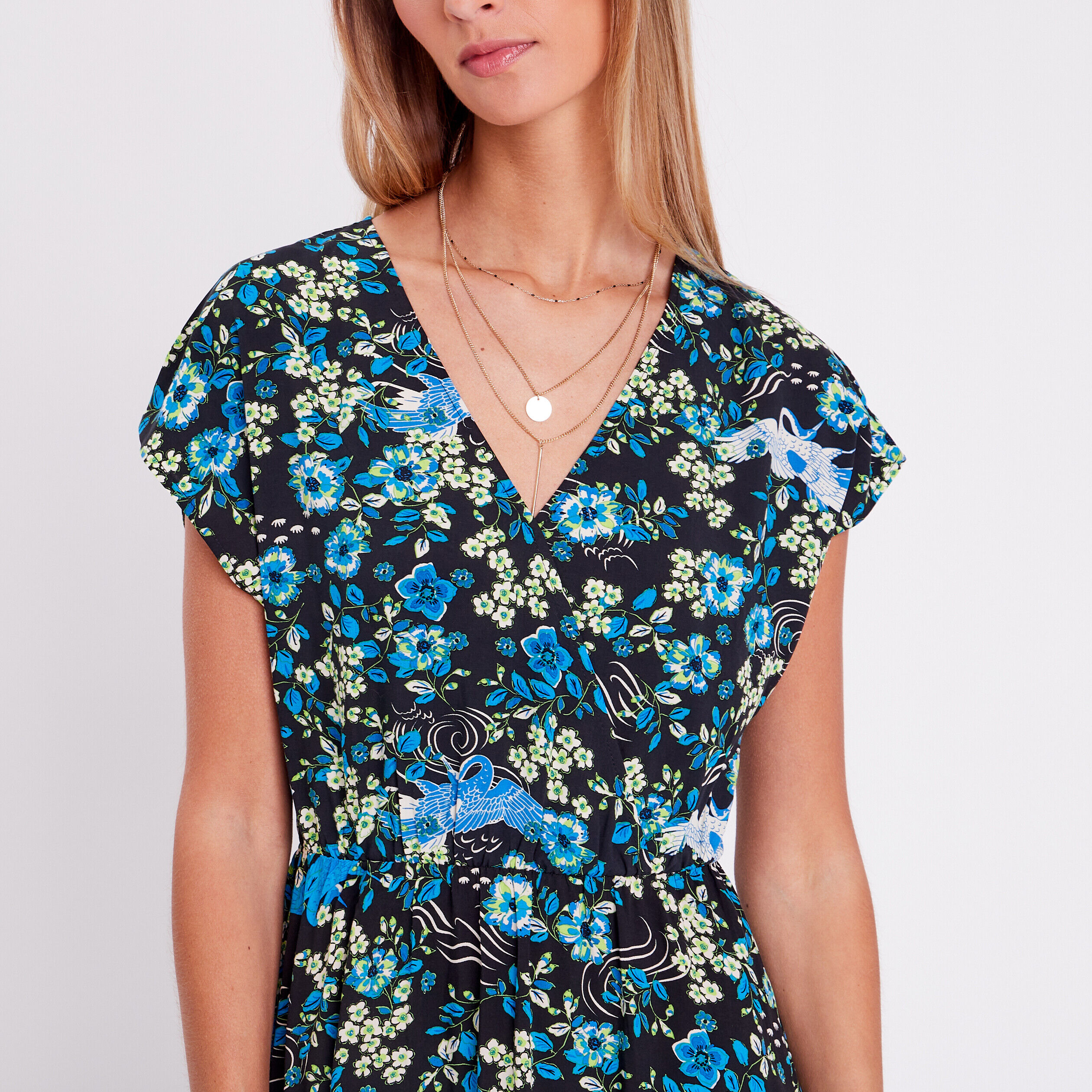 Robe longue évasée noir femme | Cache Cache