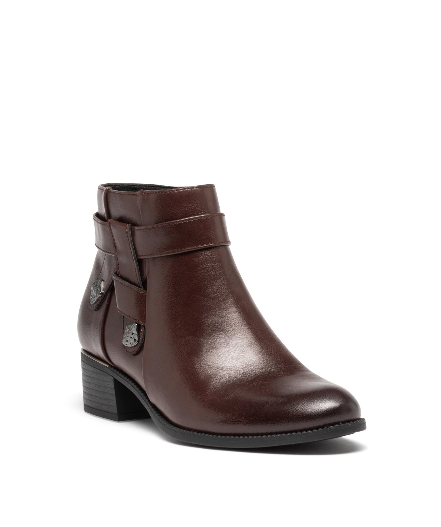 Boots à talon avec brides fantaisie sur le cté femme rouge fonce | GEMO