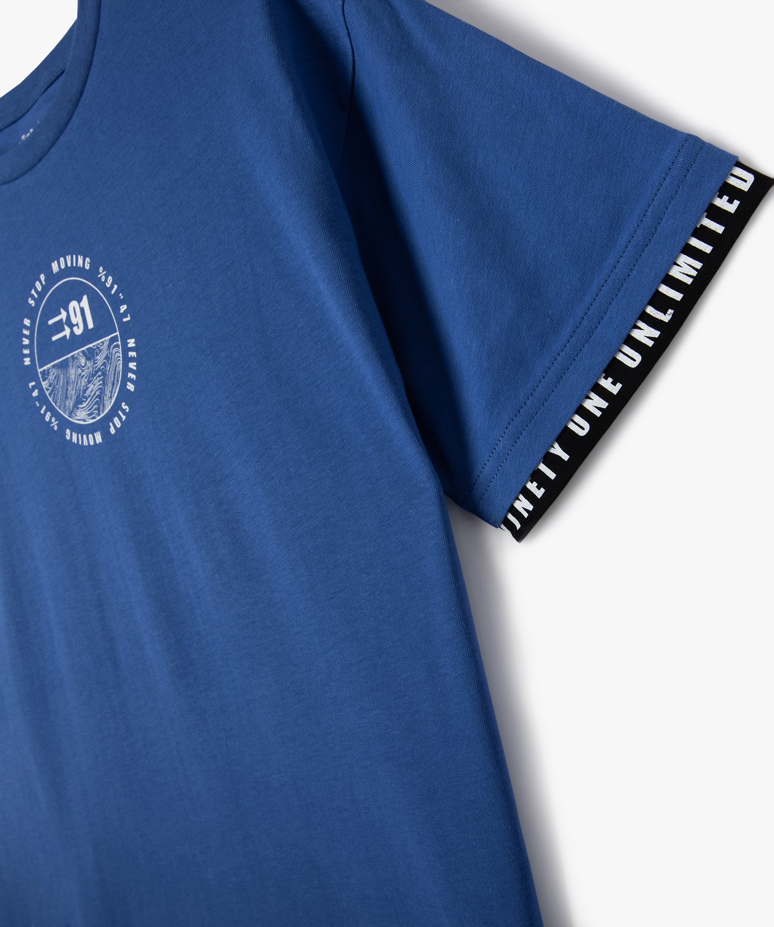 Tee-shirt manches courtes à manches et dos fantaisie Garçon bleu | GEMO