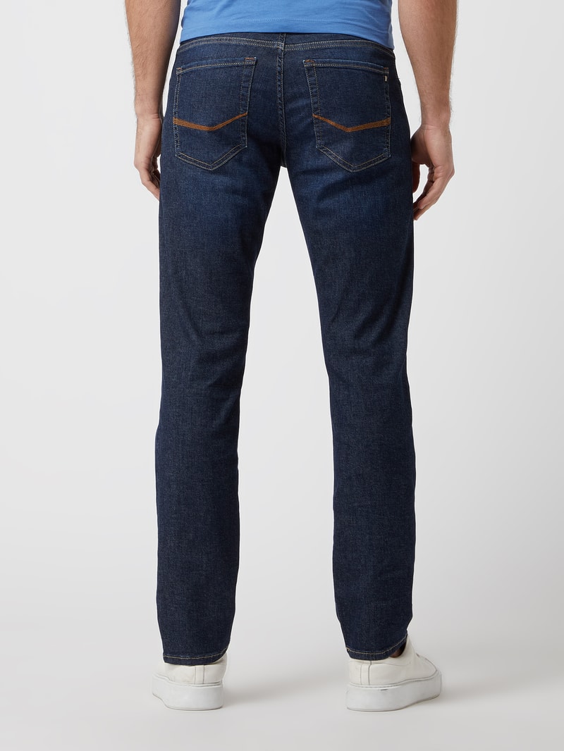 Tapered Fit Jeans mit Stretch-Anteil Modell 'Lyon' - 'Futureflex' in dunkelblau